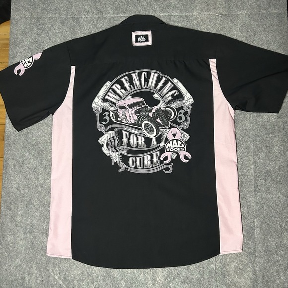 Mac Tools Other - Mac Tools Men's Small (L) Breast Cancer Black Pink Short Sleeve Button Up Shirt